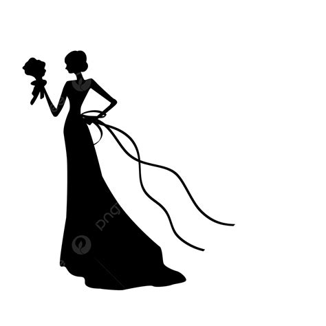 Gambar Vektor Siluet Pengantin Wanita Pengantin Clipart Vektor Siluet