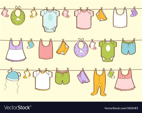 Cute Hand Drawn Baby Clothes Royalty Free Vector Image