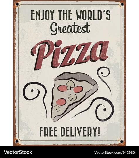 Retro Vintage Pizza Tin Sign Royalty Free Vector Image