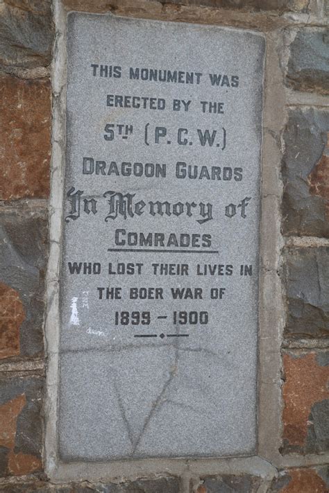 War Memorial Of The 5th Dragoon Guards Siege Of Ladysmith 2nd Anglo