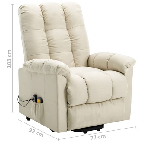 Vidaxl Stand Up Massage Recliner Cream Fabric Wood Factory Furniture