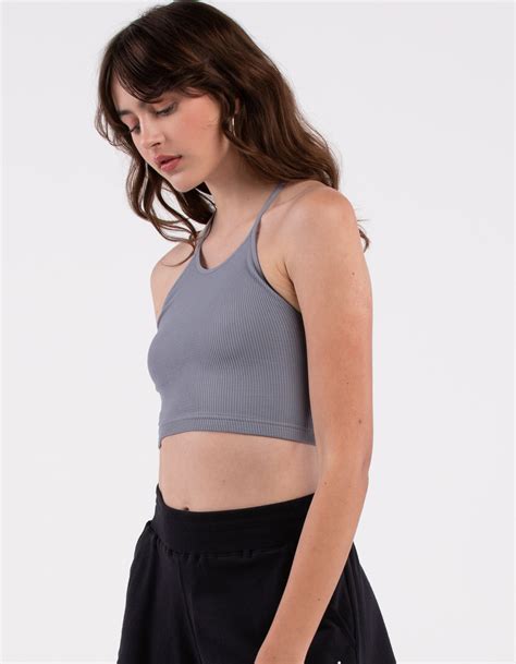 FREE PEOPLE FP Movement Cropped Run Womens Tank Top CHAMBRAY Tillys