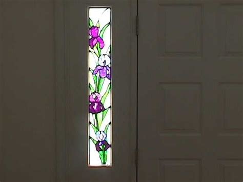 Hand Made Sidelight Stained Glass Window Of Iris By Robert P Horan