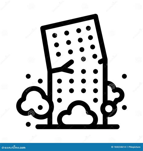 High Rise Building Collapse Icon Vector Outline Illustration Stock