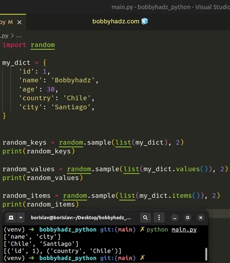 Get Random Key And Value From A Dictionary In Python Bobbyhadz