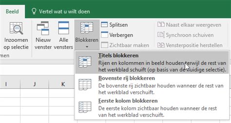 Titels Blokkeren Om Rijen En Kolommen Te Vergrendelen Excel