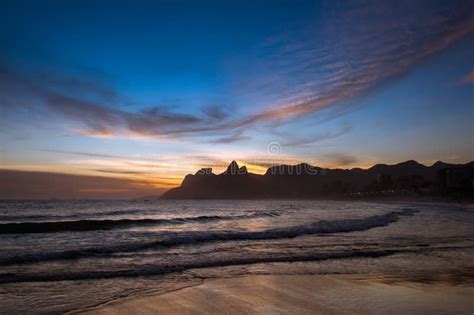 Sunset In Ipanema Beach Stock Photo Image Of Landscape 61955628