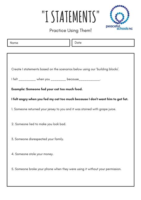 30 I Feel Statements Worksheet Education Template