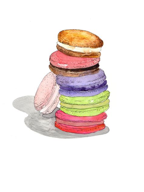 French Macaron Cookie Watercolor Art Print In 2021 Watercolor Art