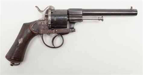 Double Action Pinfire Revolver Marked E Lefaucheux Brevet Engraved