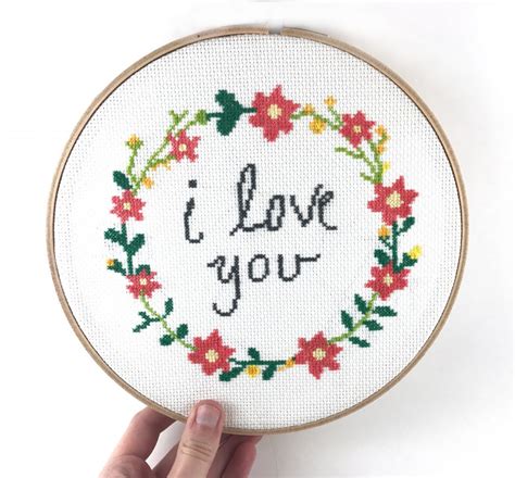 Dmc pdf files include color and black&white detailed pattern with symbols and dmc thread color key. I Love You Quote Cross Stitch Pattern - Leia Patterns