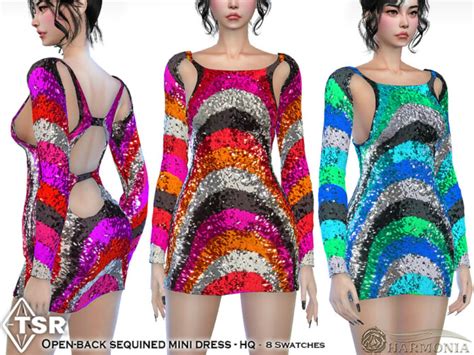 Open Back Sequined Mini Dress By Harmonia At Tsr Sims 4 Updates