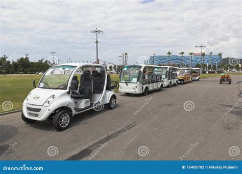 Electric Cars For Transportation Tourists About Territory Of The Sochi