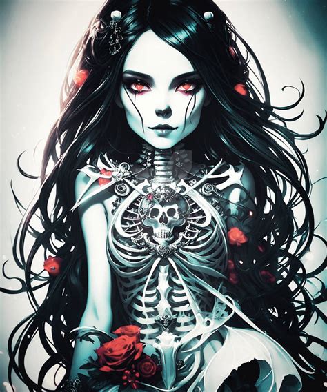 Dark Macabre Bones Gothic Woman Skulls Artwork Ros By Sytacdesign On Deviantart