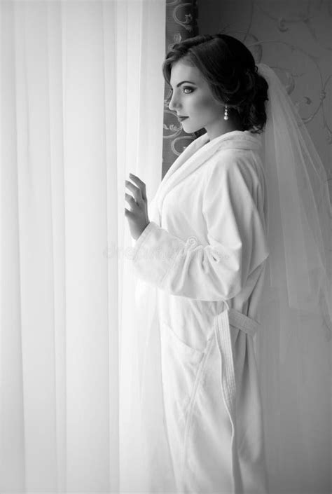 Bride Near The Window Monochrome Stock Photo Image Of Female