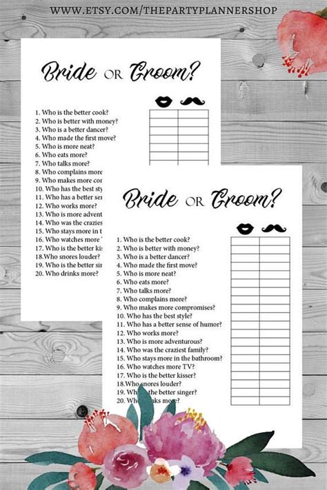 Free Wedding Game Printables Select From One Of The Printable Templates Free