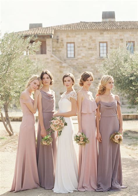 Mix Of Crepe De Chine Dresses Hayden Bridal Gown By Jenny Yoor Mauve Wedding Rose