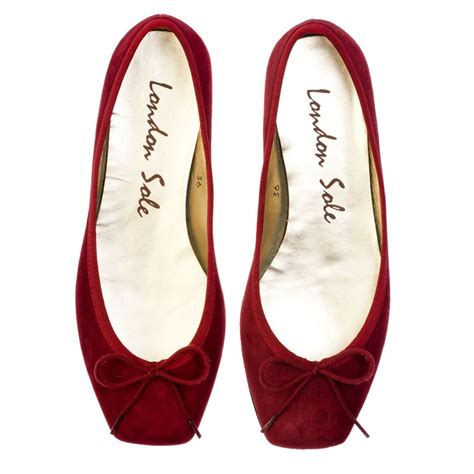 Clara Burgundy Suede Ballet Flats London Sole Red Ballet Flats Shoe
