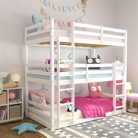 Campbell Wood Triple Twin Bunk Bed White By Hillsdale Living