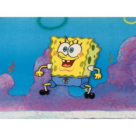 Orig Spongebob Animation Cel And Background Jumping Up