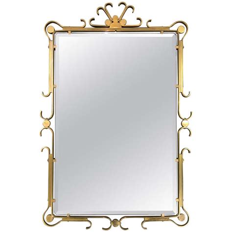 Pair Of Mirrors With Colored Glass And Brass At 1stdibs