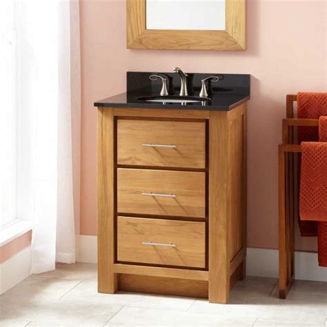 38 inch single sink narrow depth furniture bathroom vanity. 24" Narrow Depth Venica Teak Vanity for Undermount Sink