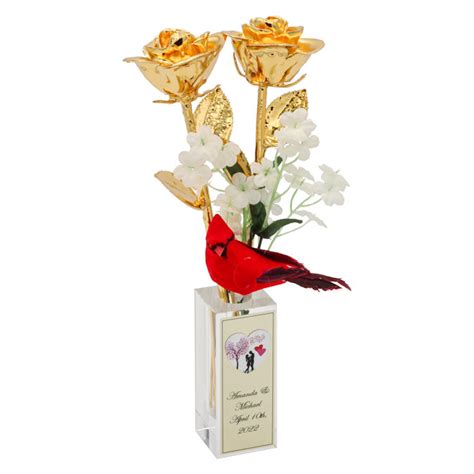 50th Anniversary T Gold Roses Of Love In Custom Vase Loveisarose