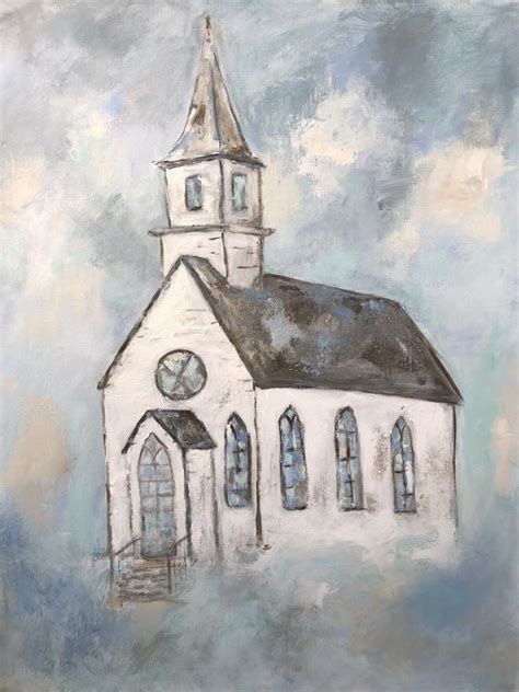 Country Churchoriginal Painting On Canvas In 2020 Canvas Art