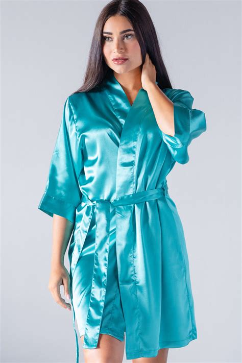 Tiffany Blue Satin Robe Kimono Robe