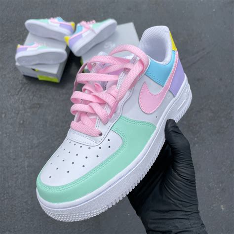 Nike Air Force 1 Sneakers Custom Pastel Colors B Street Shoes