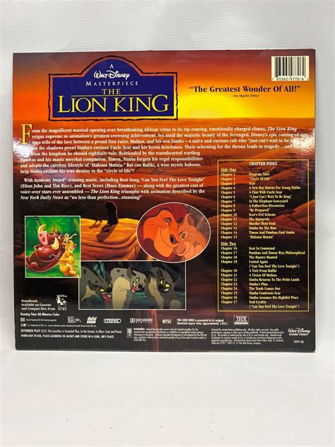 The Lion King Letterbox Laserdisc