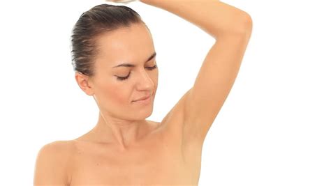 Attractive Woman Shaving Her Armpit Isolated Stock Footage Video