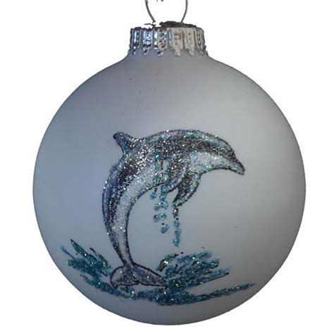 Sea World Christmas Ornament Blown Glass Hand Painted Dolphin