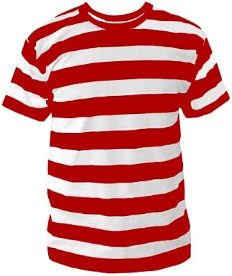 Mens Black White Red Striped Stripe Stripey T Shirt Extra Large Whitered Uk Clothing