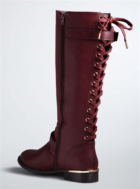 Lace Up Back Knee Boots Wide Width And Wide Calf Knee Boots Boots