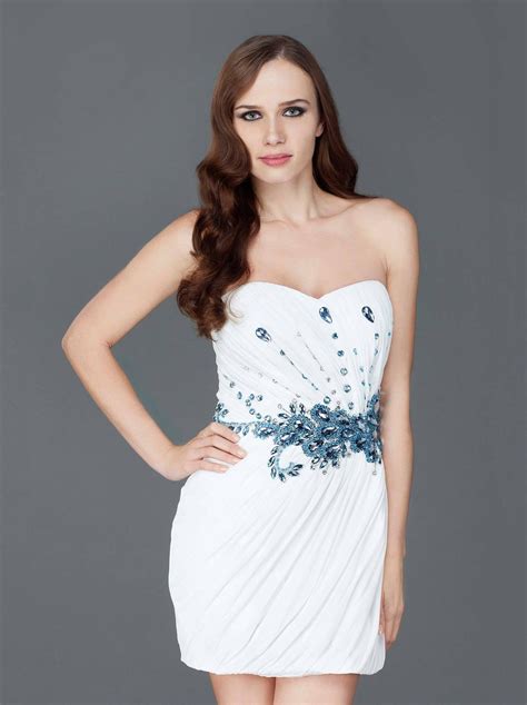 White Cocktail Dresses W Beading Belt Darius Cordell Fashion Ltd