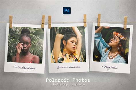 Polaroid Photos On Clothespins Graphic By Sko4 Creative Fabrica
