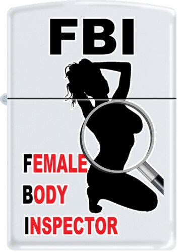 Fbi Female Body Inspector Sexy Lady Pinup Silhouette White Matte Zippo Lighter Ebay
