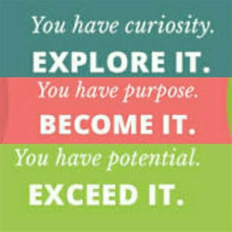 You Have Curiosity Explore It You Have Purpose Become It You