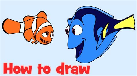 How To Draw And Coloring Dory With Nemo From Finding Dory Youtube