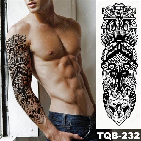 Temporary Tattoo Sleeve Transfer Full Arm Tribal Waterproof Fake Tattoo Sticker For Men Women By
