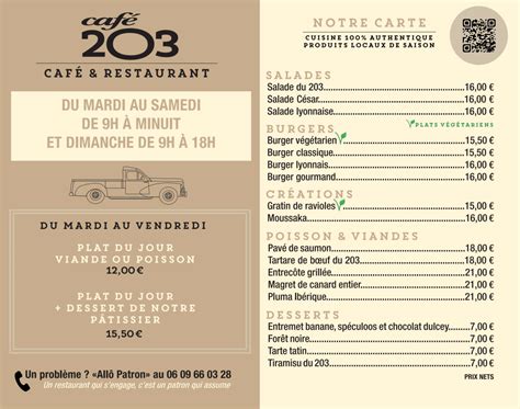 Menu 2024 Cafe 203 Vieux Lyon In Lyon Thefork