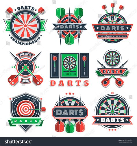 Darts Sport Tournament Championship Logo Icons Vetor Stock Livre De