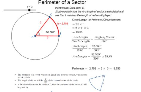 The length of an arc is a connected section of the circumference of a circle. Measurement - Perimeter of an Arc of a Circle - GeoGebra
