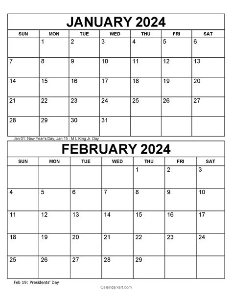 Free Printable January February Calendar 2024 Calendarkart