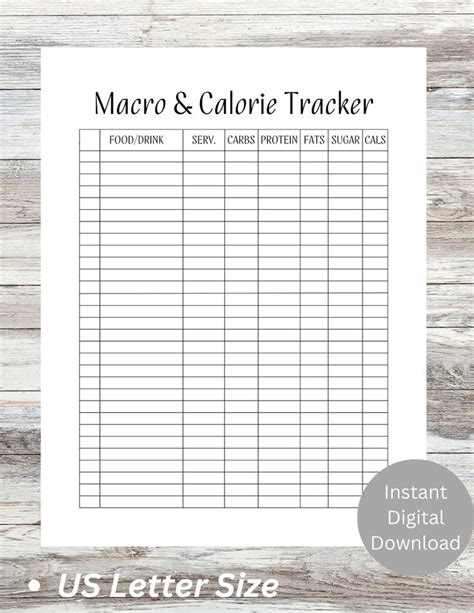 Printable Macro And Calorie Tracker Food Journal Log Food Etsy In 2023