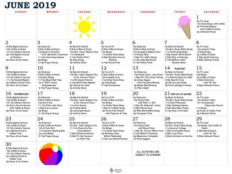 Grace Health And Rehab Center June Activity Calendar