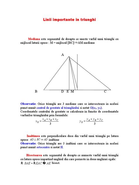 Linii Importante In Triunghi