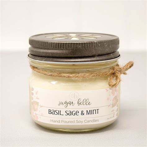 Basil Sage And Mint Scented Soy Candles Mason Jars Mason Jar Candles