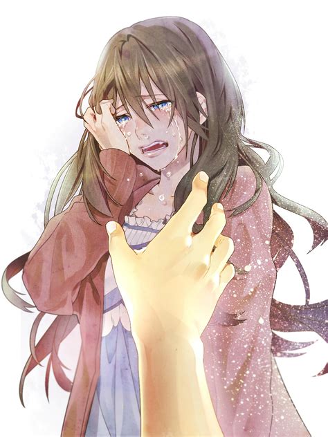 Sad Anime Girl Crying With Brown Hair And Blue Eyes Posted By Sarah Sellers